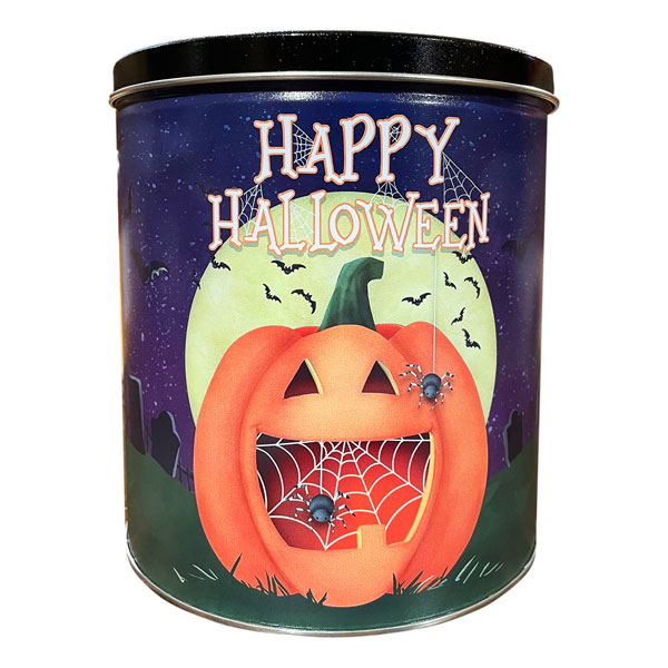 Halloween Popcorn Pail filled with approx. 14 cups of fresh popped popcorn. You pick the flavor.