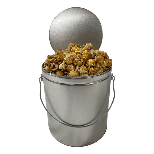 Popcorn in a large tin-14 cups-choose your favorite flavor from over 35 options.