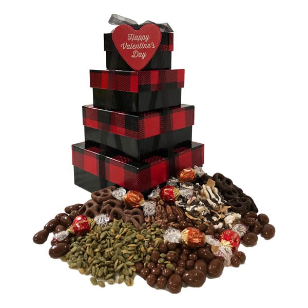 Valentine Chocolate Decadence Tower-filled with premium, decadent chocolates they will love!