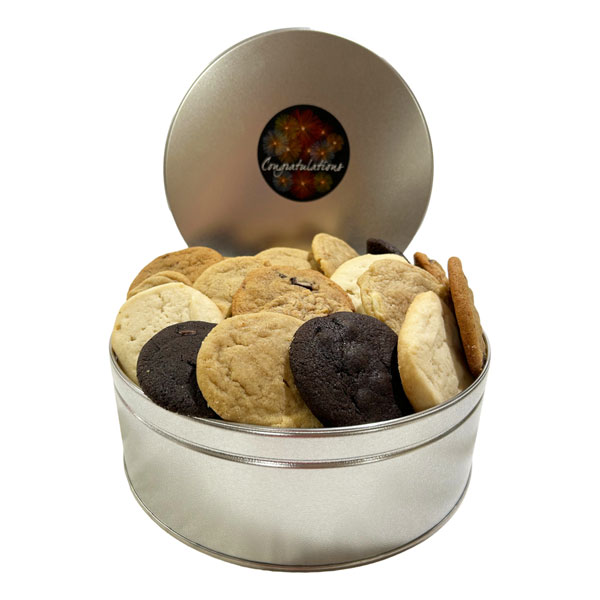 Large Cookie Tin-30 Cookies-Congratulations-6 flavours