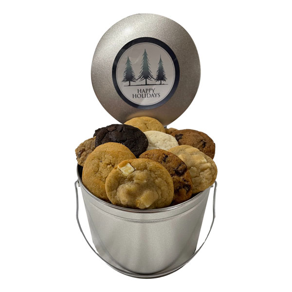 cookies 5s silver pail happy holidays filled