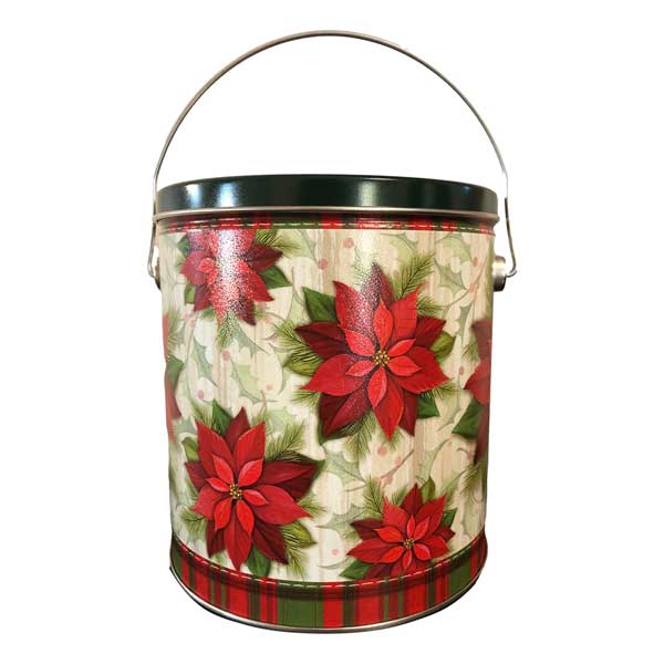 Beautiful Poinsettia In Bloom Cookie tin filled with 3 dozen fresh baked cookies