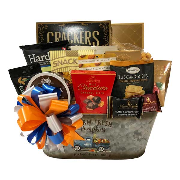 Man's Gift Baskets and Gift Baskets for Men filled with snacks and delectable treats for him to enjoy.