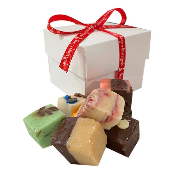 Christmas Fudge Simplicity Gift Box-filled with an assortment of 8 two bite fudge pieces.