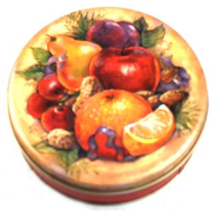 1 lb tin of Fudge in a Fruit themed tin