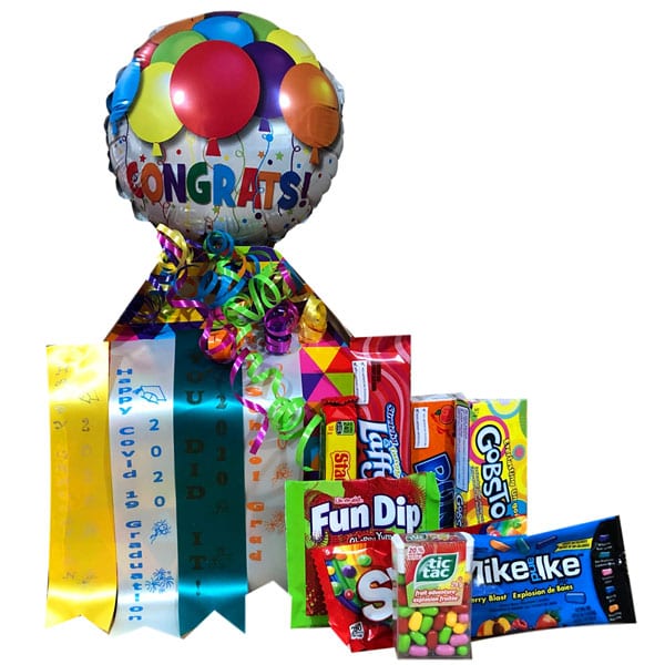 Graduation Candy Gift Box-filled with gluten free and nut free products.