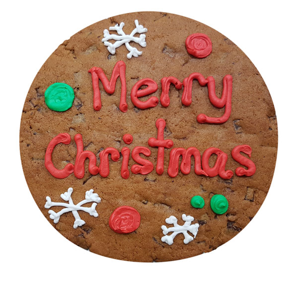 Giant Merry Christmas Chocolate Chunk Cookie (approx 10").