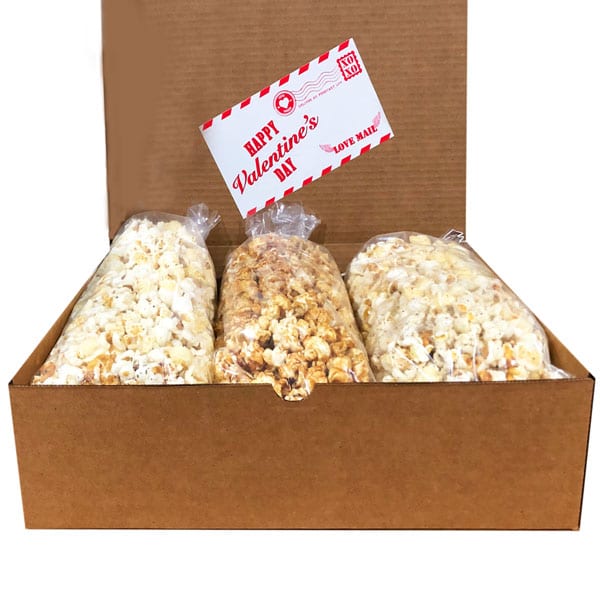 Valentine's Day Popcorn Trio in a gift box-choose your flavors