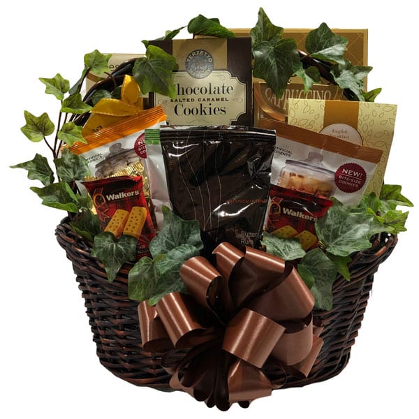 Specialty Cafe Gift Basket for the coffee, tea and cafe visitor. Filled with their favorites.