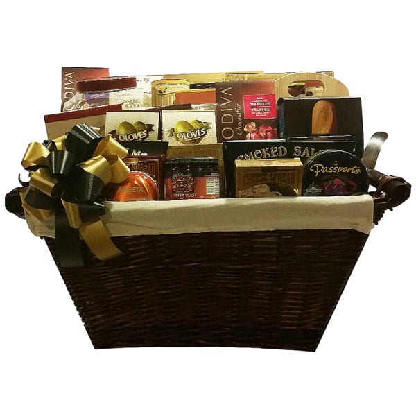 The King Of Gift Baskets-filled to overflowing with gourmet fair. Designed to impress and to feed a crowd!