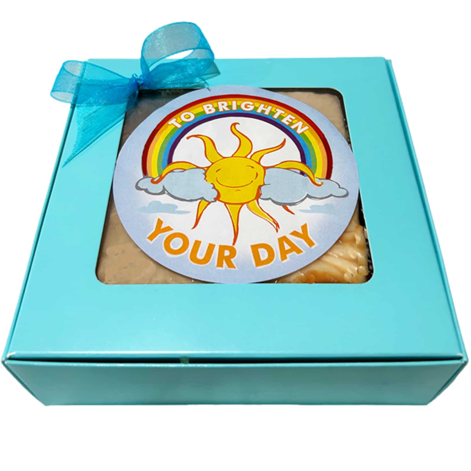 Just Because Fudge Collection-with 4 1/4 lb pieces of fudge in a gift box with a To Brighten Your Day label
